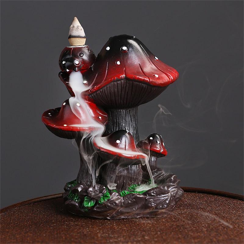 Mushroom Incense Waterfall Burner Portable Creative Incense Holder Home Mushroom Alpine Backflow Incense Burner Decor Ornament acacuss