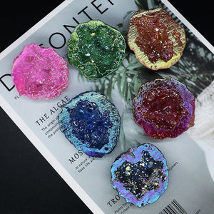 Natural Agate Electroplated Colourful Cornucopia Reiki Healing Raw Crystal Geode Specimen Room Decor Mineral Home Decoration acacuss