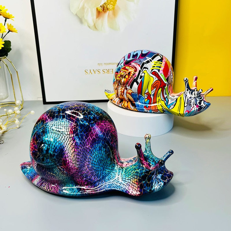 New creative colorful snail animal resin handicraft ornaments, home living room desktop animal decorations, snail statues acacuss