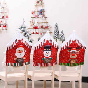 Noel Santa Claus Christmas Non-woven Dinner Table Red Hat Chair Back Covers Xmas Christmas Decorations for Home New Year 2023 acacuss