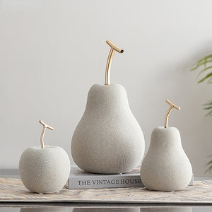 Nordic Ceramic Fruit Ornaments Apple/pear Frosted Porcelain Statue Modern Home Decoration Collection Art Table Decoration acacuss
