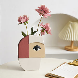Nordic Ins Resin Face Vase Abstract Art Decoration Living Room Dining Room Desktop Flower Arrangement Flower Home Decoration acacuss