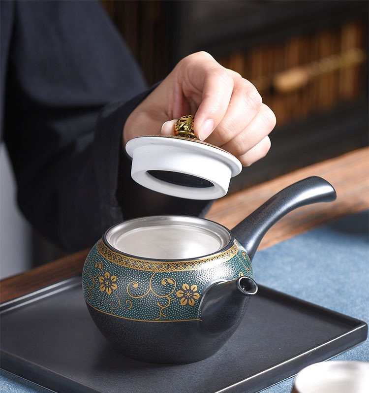 ACACUSS  Novelty kyusu  Unique teapot  sterling silver S999 interior wall  I Japanese  TeaPot with Infuser - ACACUSS