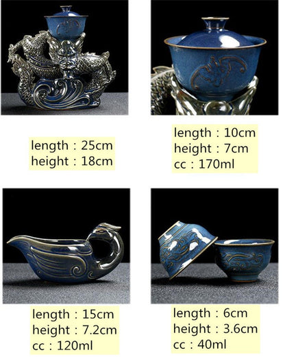 ACACUSS Oriental Dragon TeaPot | Chinese Vintage Tea Set | Tureen Tea Cups | Kungfu Tea | Tea Art | Antique Tea Set - ACACUSS