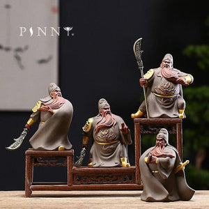 PINNY Ceramic Ancient General Guan Gong Ornaments Town House Decorations For Evil Spirits Purple Clay Statues Crafts Decorative acacuss