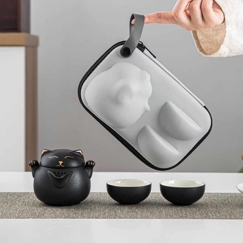 Portable LUCKY CAT mug Tea Set - acacuss