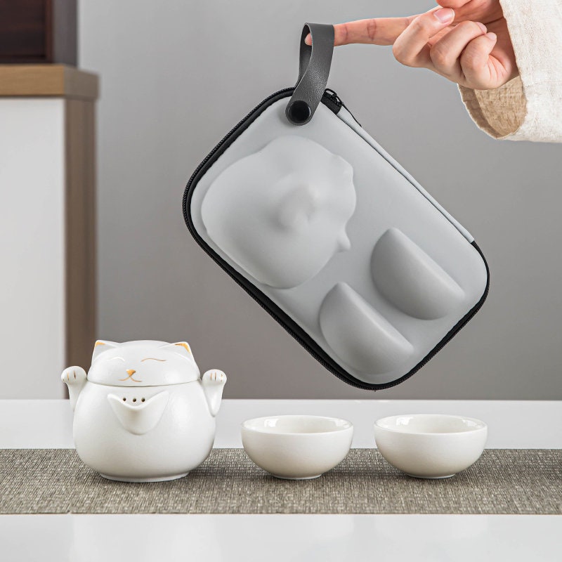 Portable LUCKY CAT mug Tea Set - acacuss