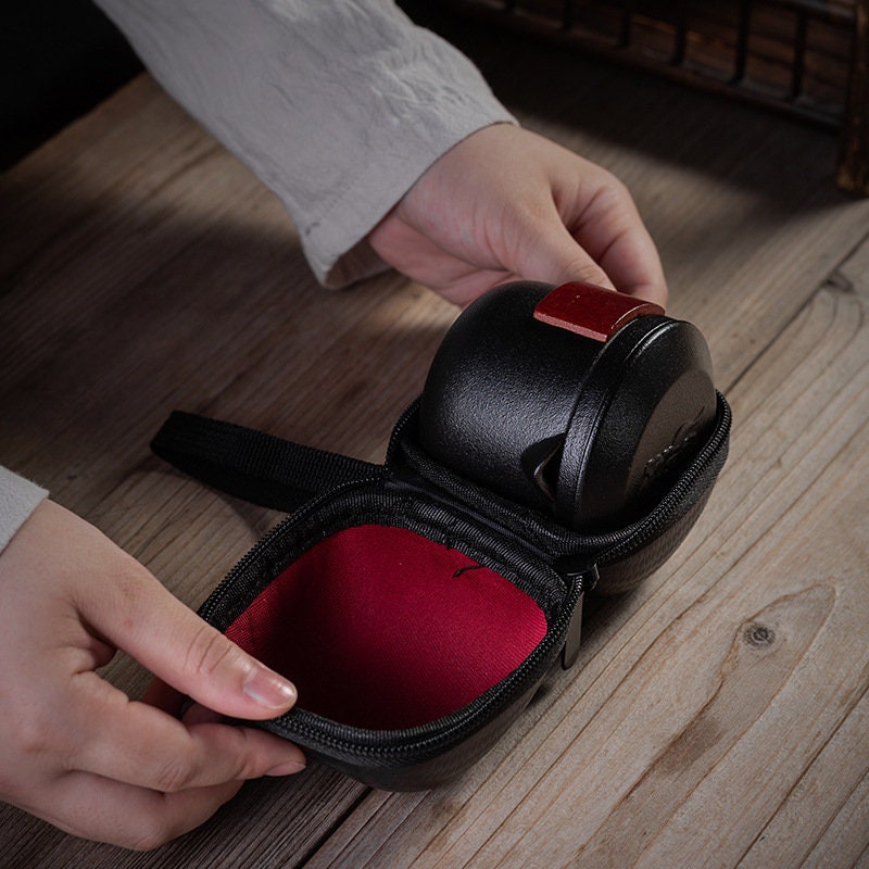 Portable TEA SET teapot with two Tea Cups and Travel Bag - acacuss