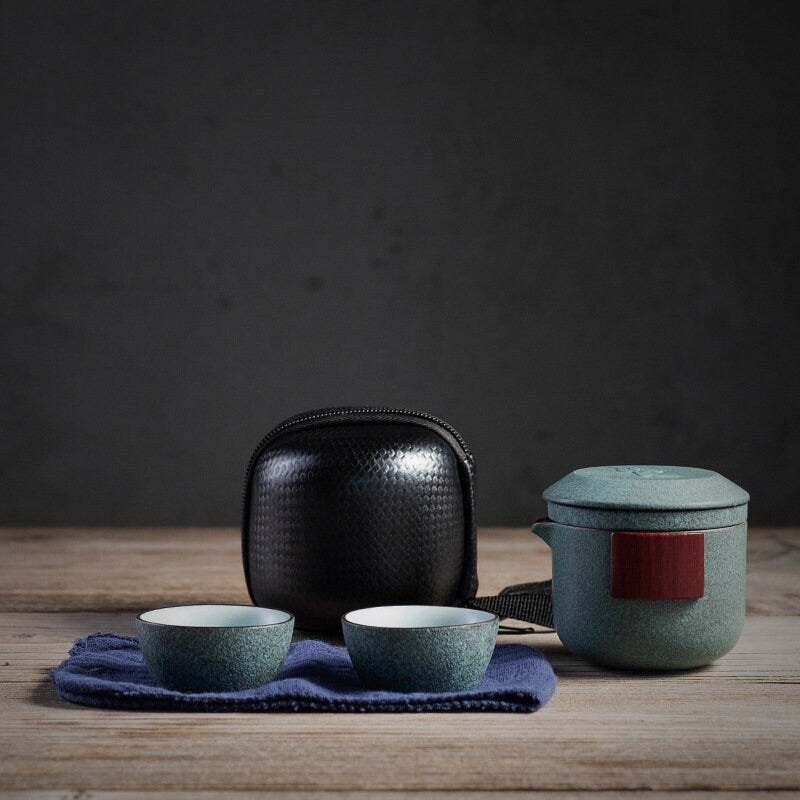 Portable TEA SET teapot with two Tea Cups and Travel Bag – acacuss