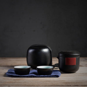Portable TEA SET teapot with two Tea Cups and Travel Bag - acacuss