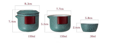 Portable TEA SET teapot with two Tea Cups and Travel Bag - acacuss