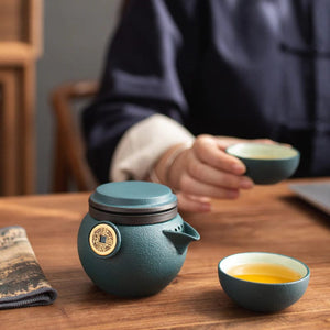 ACACUSS Complete Travel Kung Fu Tea Set Small Tea Tray Set I Ceramic Portable Travel Tea Set Outdoor Kung Fu Tea  I Japanese Ceramic Tea Cup - ACACUSS