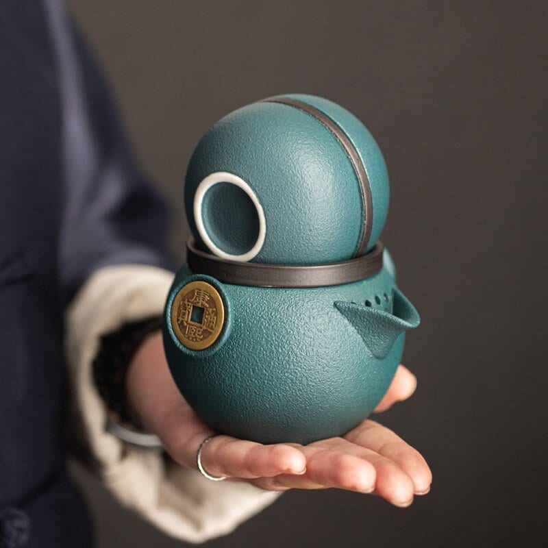 ACACUSS Complete Travel Kung Fu Tea Set Small Tea Tray Set I Ceramic Portable Travel Tea Set Outdoor Kung Fu Tea  I Japanese Ceramic Tea Cup - ACACUSS