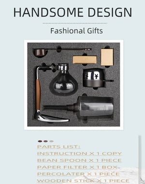 SIPHON COFFEE Maker Set Pour Over Dripper Lover gift bar decor ART - ACACUSS