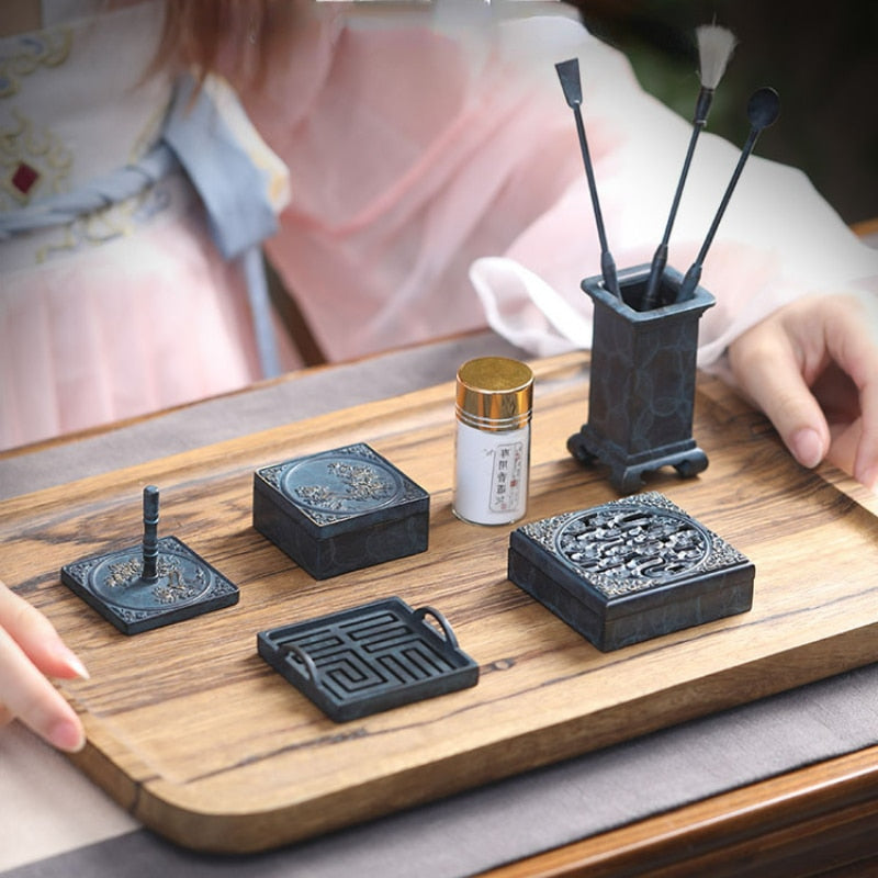 Pure Copper Burning Blue Incense Set Utensils Entry Xiangyun Incense Burner Advanced Incense Seal Tool Incense Powder Incense acacuss