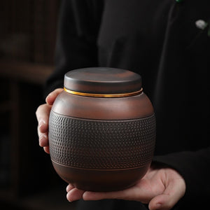 Purple Pottery Tea Jar HandmadeJump knife Small Sized Porcelain Sealed Storage Jar Tea Container Tea Box 800ML acacuss