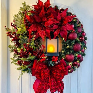 Red Christmas Wreath for Front Door Gold Window Wall Door Christmas Decorations 2023 Garland Ornament Guirnalda Navidad acacuss