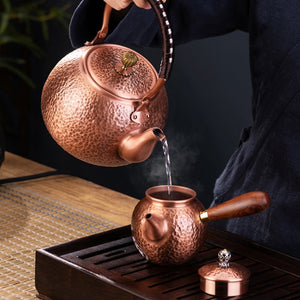 Red Copper Teapot Chinese Tea Ceremony Handmade Pure Tea Kung Fu Tea Copper Teawear Retro Keep In Good Health Tea Kettle acacuss