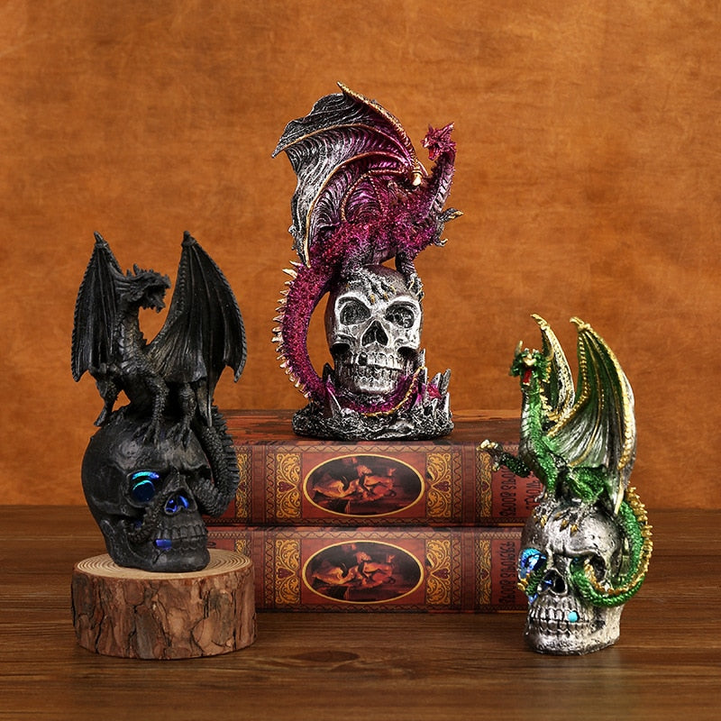 Resin Crafts Halloween Decoration Battle Dragon Resin Decoration Skeleton Home Desktop and Gateway Decoration acacuss