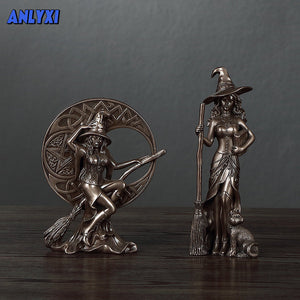 Resin Figurines Witch Decoration Home Room Decoration Accessories Office Desk Decoration Statue Witch Sculpture Home Decor 2023 acacuss