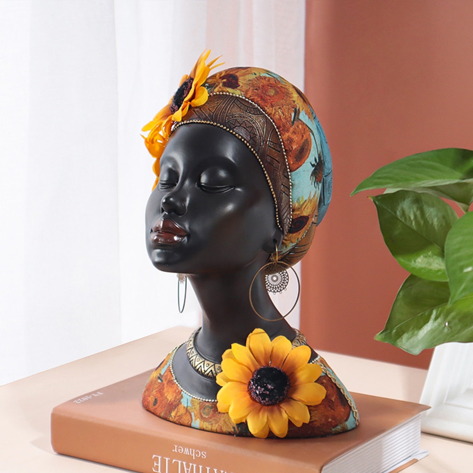 Resin Tribal Female Statue Ornaments Vintage African Women Figurine Collectible Art Handicrafts Home Decor for TV Cabinet acacuss