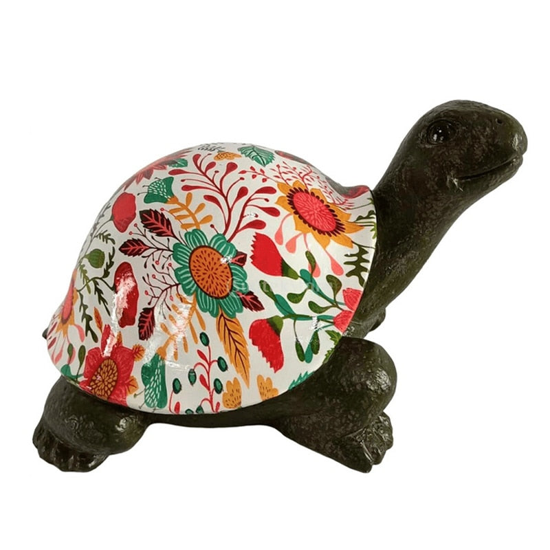 Resin Turtle Ornament Colorful Water Transfer Turtle Statue Ornament Home Decoration Living Room Office Graffiti Ornament Gifts acacuss