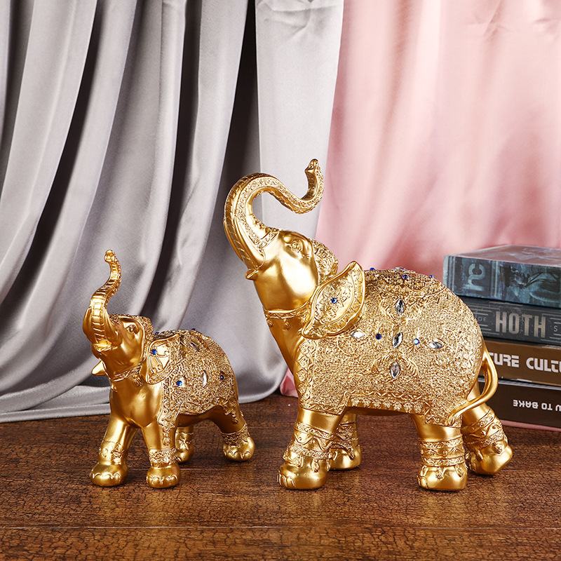 Resin crafts Thailand elephant gold and silver ornament elephant home entrance TV cabinet animal ornaments decoration acacuss