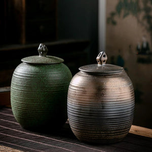 ACACUSS Retro Ceramic Large Tea Containers Pot Sealed Storage Tank for Tea & Coffee | Retro Stoneware | Ceramic Airtight pot Gong Fu - ACACUSS