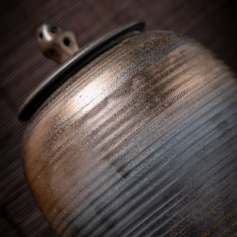 ACACUSS Retro Ceramic Large Tea Containers Pot Sealed Storage Tank for Tea & Coffee | Retro Stoneware | Ceramic Airtight pot Gong Fu - ACACUSS