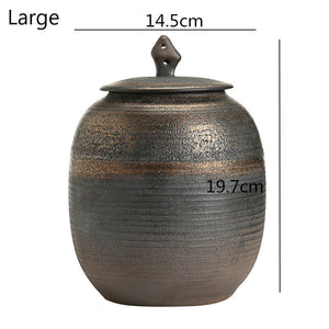 ACACUSS Retro Ceramic Large Tea Containers Pot Sealed Storage Tank for Tea & Coffee | Retro Stoneware | Ceramic Airtight pot Gong Fu - ACACUSS