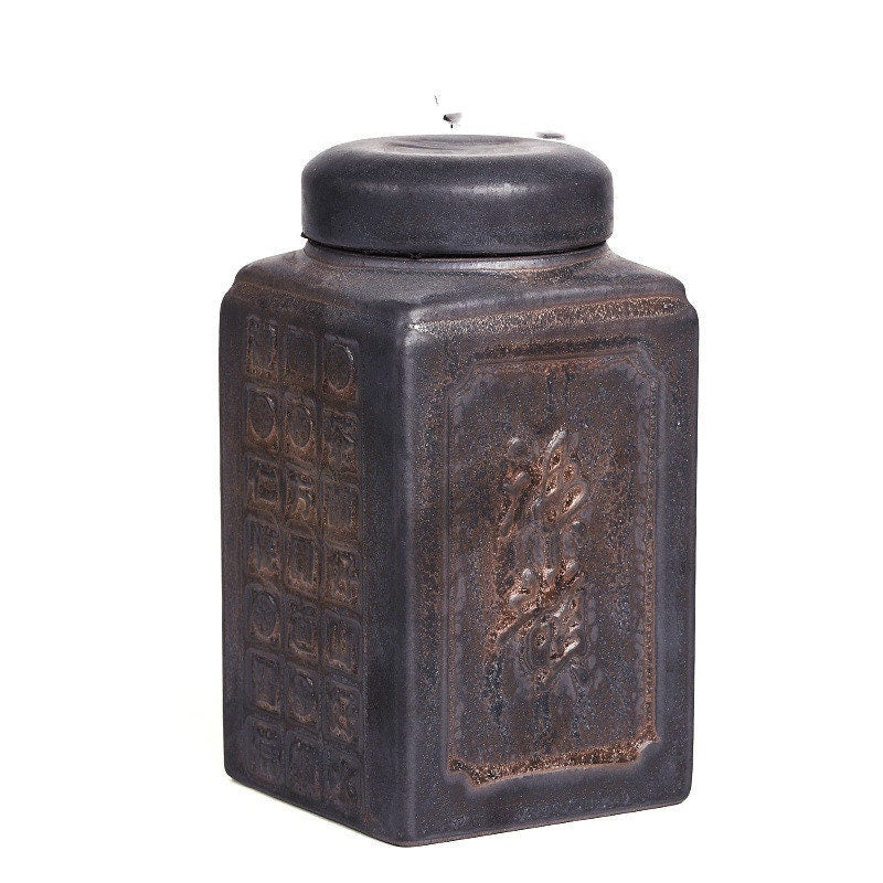 ACACUSS Ceramic Tea Caddy Retro Gilt Sealed Household Moisture-proof | Gong Fu Can | Candy Can | Handmade Tea Ceremony Accessories - ACACUSS