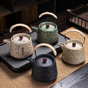 Retro Japanese Kungfu teapot ceramic tea set coarse ceramic beam teapot single pot convenient teapot wholesale acacuss
