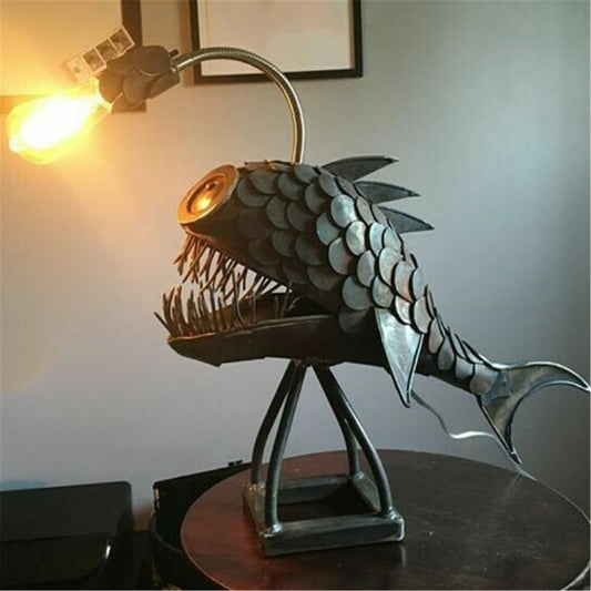 Retro Table Lamp Angler Fish Light with Flexible Lamp Head Artistic Table Lamps for Home Bar Cafe Home Art Decorative Ornaments acacuss