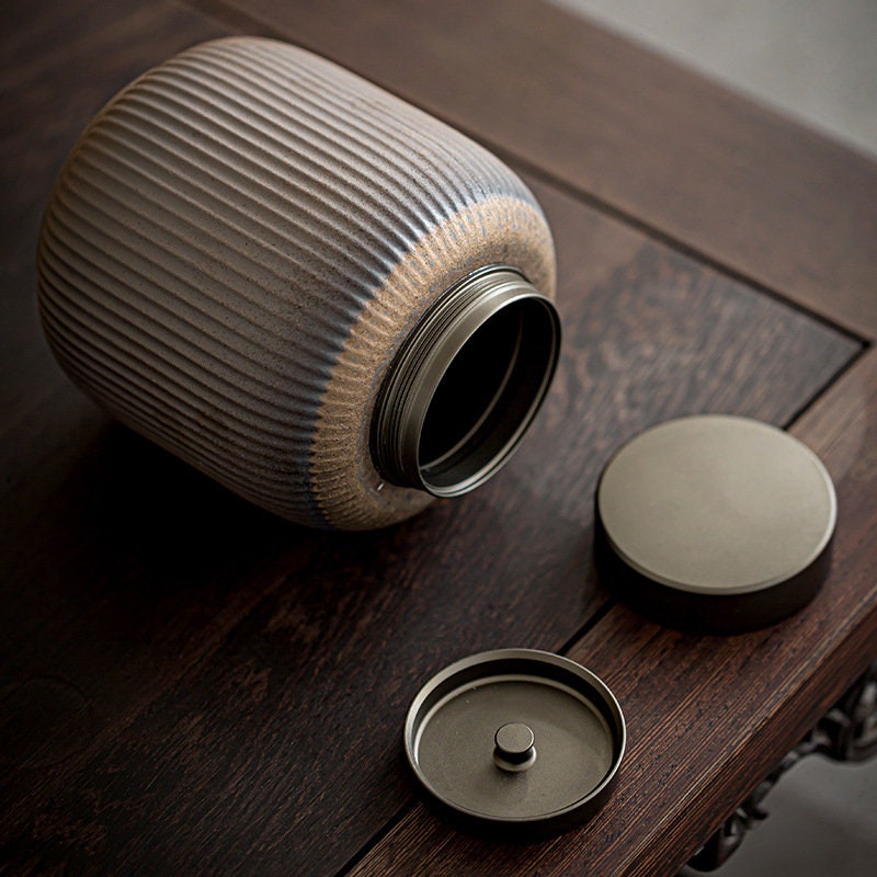 ACACUSS Tea TIN Or Coffee CONTAINER Retro Wood Fired Ceramic  Large Household Seal Ceramic Tea Canisters Traditional Tea Jars Storage Tea - ACACUSS