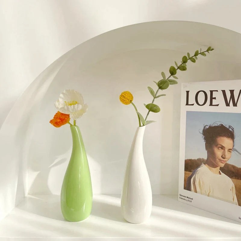 Colored Porcelain Bottles Flower and Plant Vase Hydroponic Vase Nordic Aromatherapy Bottle Office Living Room Desktop Decor 꽃병