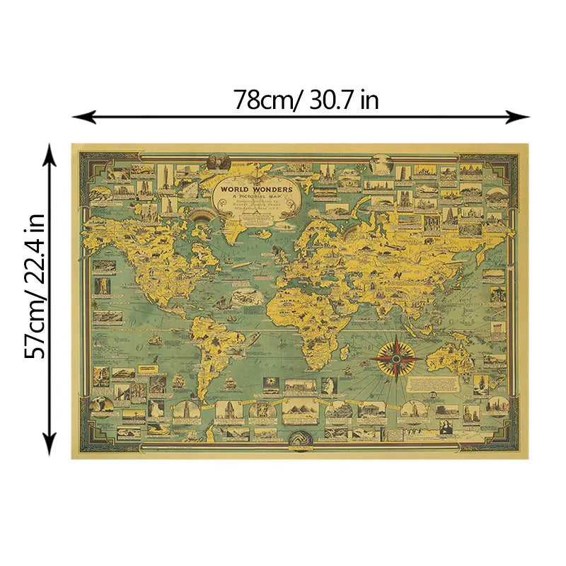 Hot Posters World Architectural Miracle Landmark Home Decor Creative Bedroom Diy Retro Kraft Paper Poster Theme Bar Wall Sticker