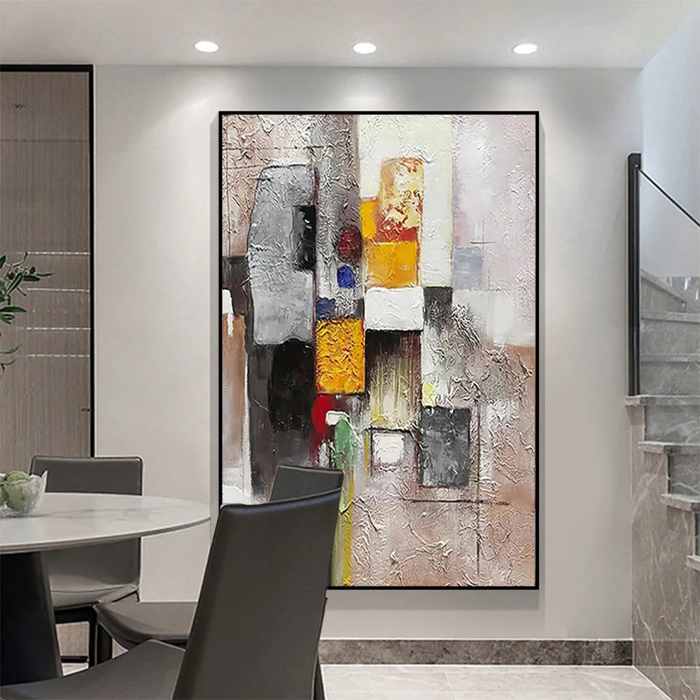 ordic Warm Decor Picture Abstract Color Block Gold Oil Painting Modern Wall Art Canvas print Poster For Living Room Decor Mural