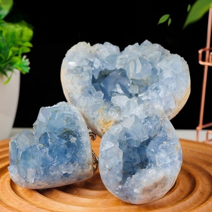 Natürliches blaues Höhlen-Original-Steinornament „Wünsche dir einen Wunsch“, Heimdekoration 