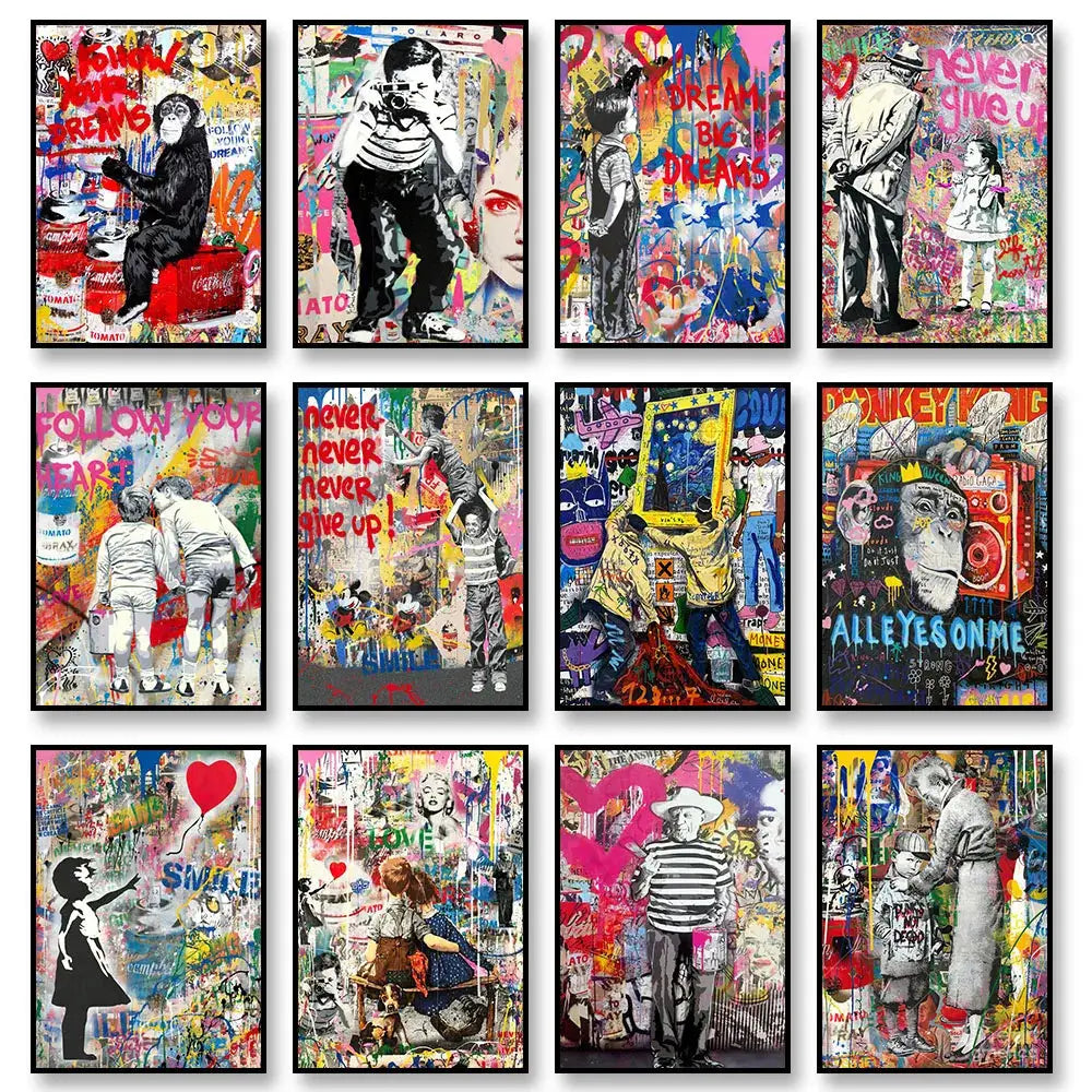 Scandinavian Simple Wall Art Banksy Street Graffiti Inspirational Quotes Pop Poster Prints Home Bedroom Living Room Decoration