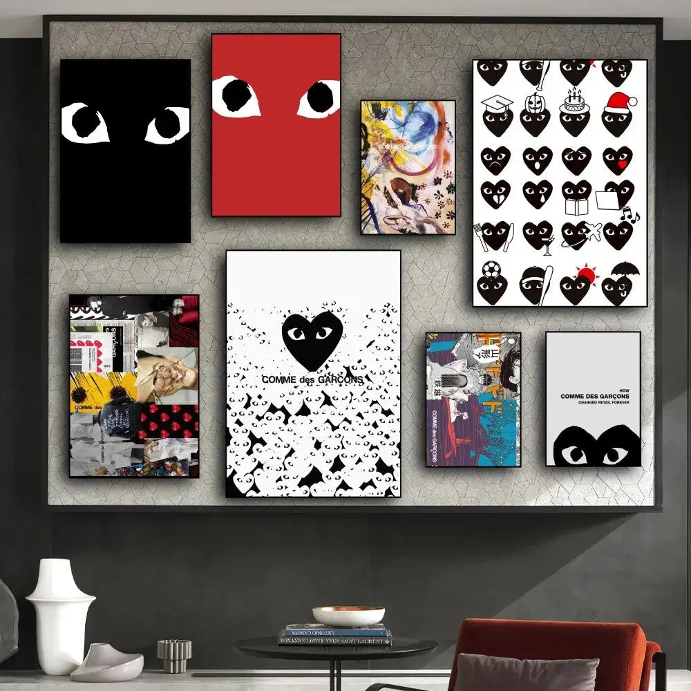 Play Red Heart C-CDG Love Poster Prints Wall Pictures Living Room Home Decoration