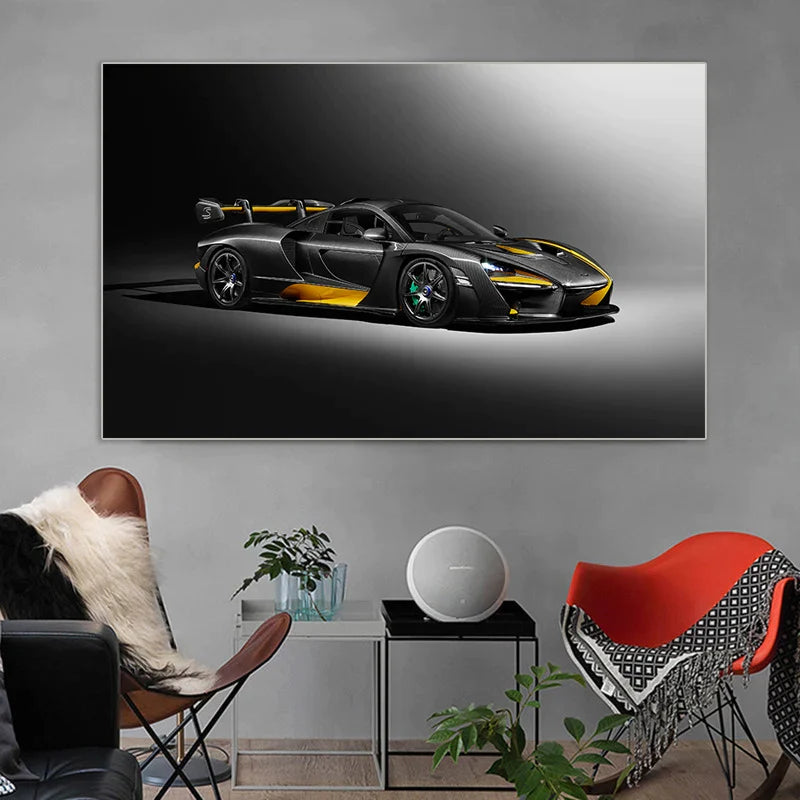 Modern Fashion Wall Art Black Gold Blue Sports Car Oil Posters And Prints Custom Picture Living Room Bedroom Decoration Gift