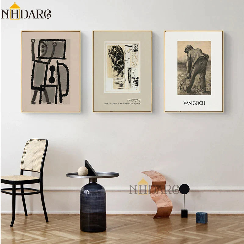 Medieval Retro Style Collection Black White Artists Works Canvas Print Painting Poster Picture Wall Art Living Room Home Decor