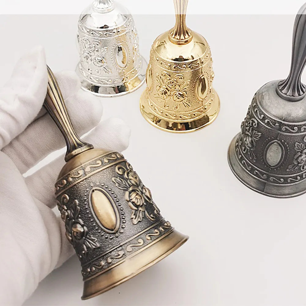 Retro Hand Call Bell Multi-Purpose Bells for Craft Wedding Decoration Alarm School Church Classroom Bar Hotel Vintage Bell 2022