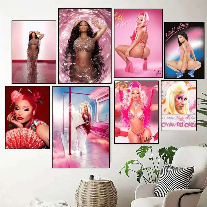 Modern Pink Aesthetics Wall Art Singer Nicki Mina HD Oil On Canvas Posters And Prints Home Bedroom Living Room Decor Gifts