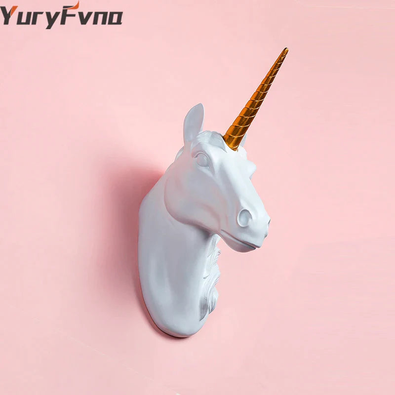 YuryFvna Decorative Resin Unicorn Head Wall Mount Animal Head Holder W –  acacuss