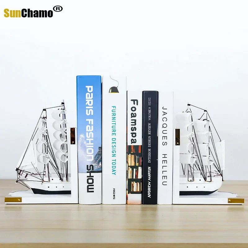 Nordic Style Solid Color Bookstand Bookend Creative Handmade Books By The Office Desktop Sailing Model To Decorate Bookshelf