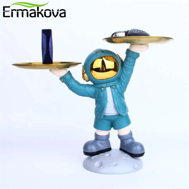 Nordic Creative Astronaut Figurine Door Key Storage Decorative Tray Desktop Ornaments Home Living Room Decorations Gift