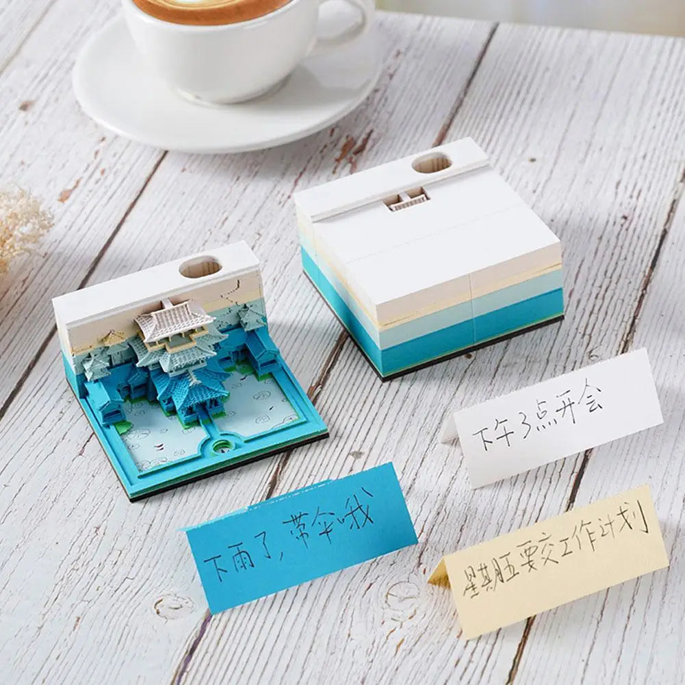 3D Notepad Beauties Scenery Sculpture Memo Pad Sticky Note Model Note Art Block Note Friends Gift Office Decor School Tools