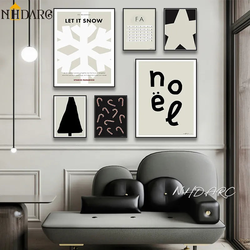 Christmas Theme Canvas Print Lovely Posters Snowflake Festival Ornament Nordic Wall Pictures Paintings Living Room Home Decor
