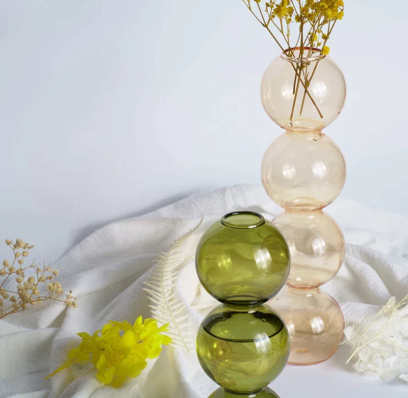 Glass Vase Nordic Home Decor Bubble Vase Small Vase on Colorful Table Decoration Gift Blue Glass Vase